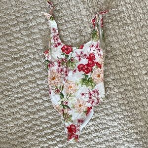 High cut floral printed one-piece. Forever 21. Size S